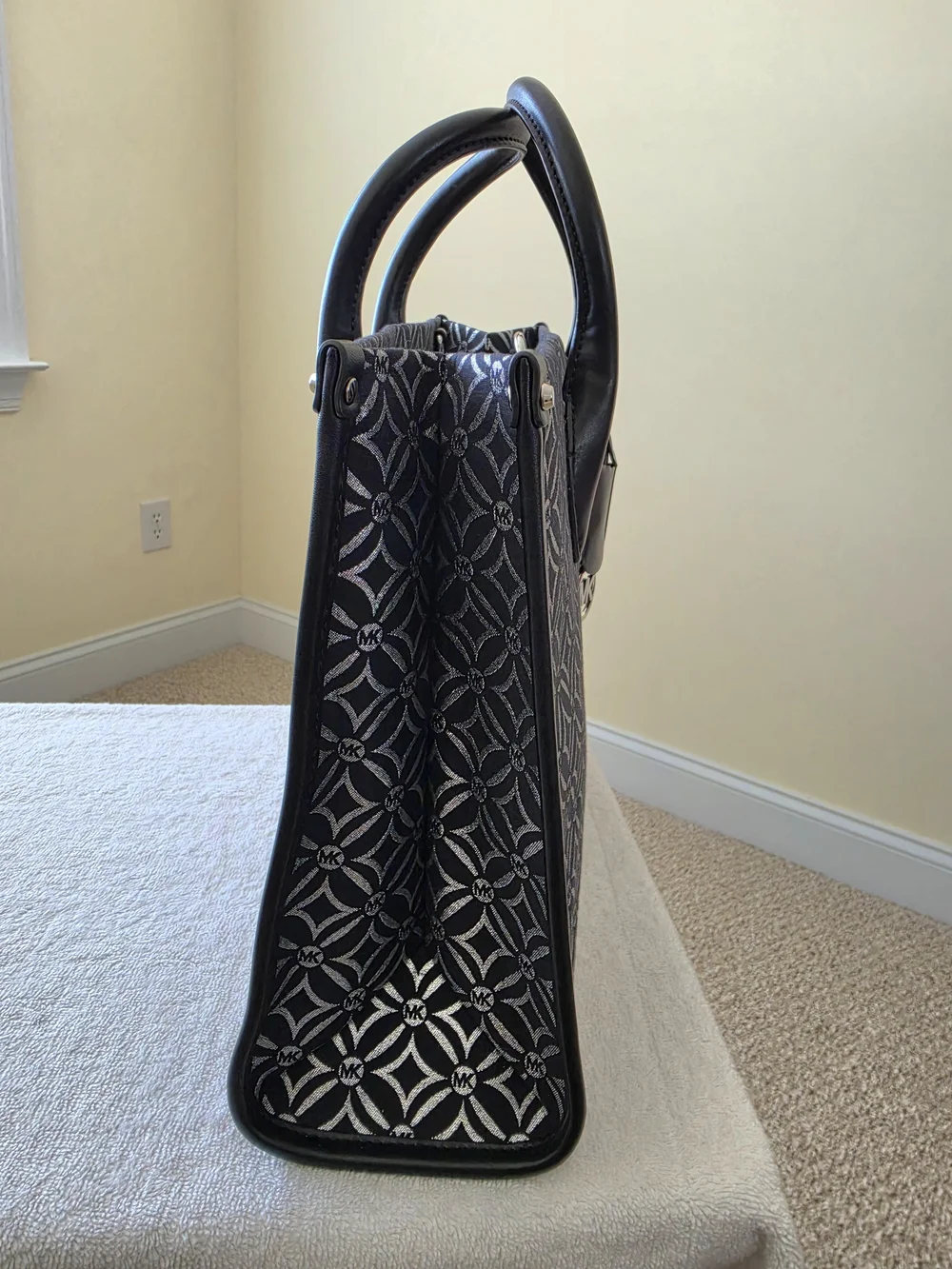 Michael Kors Mirella Black & Silver Geometric Tote